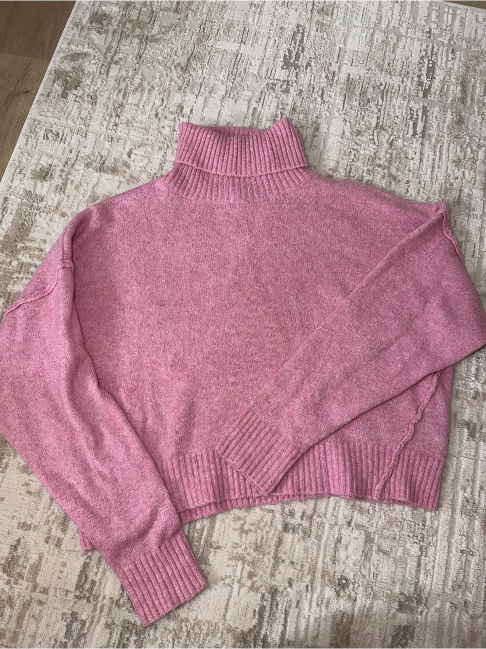 PrettyLittleThing Pink Ribbed Turtleneck Sweater
